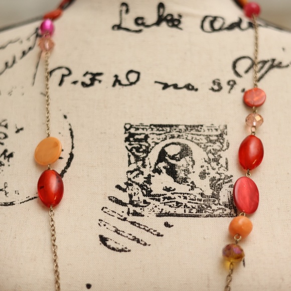 Erica Lyons Necklace Orange and Fuchsia - Picture 8 of 8